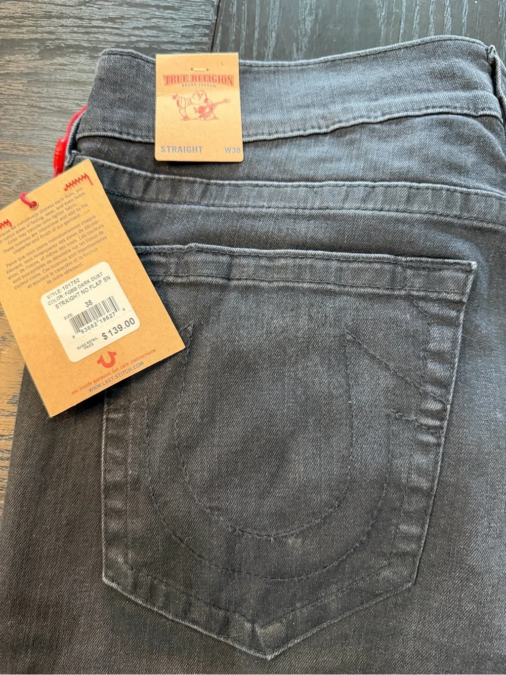 True Religion Black Straight Leg Jeans